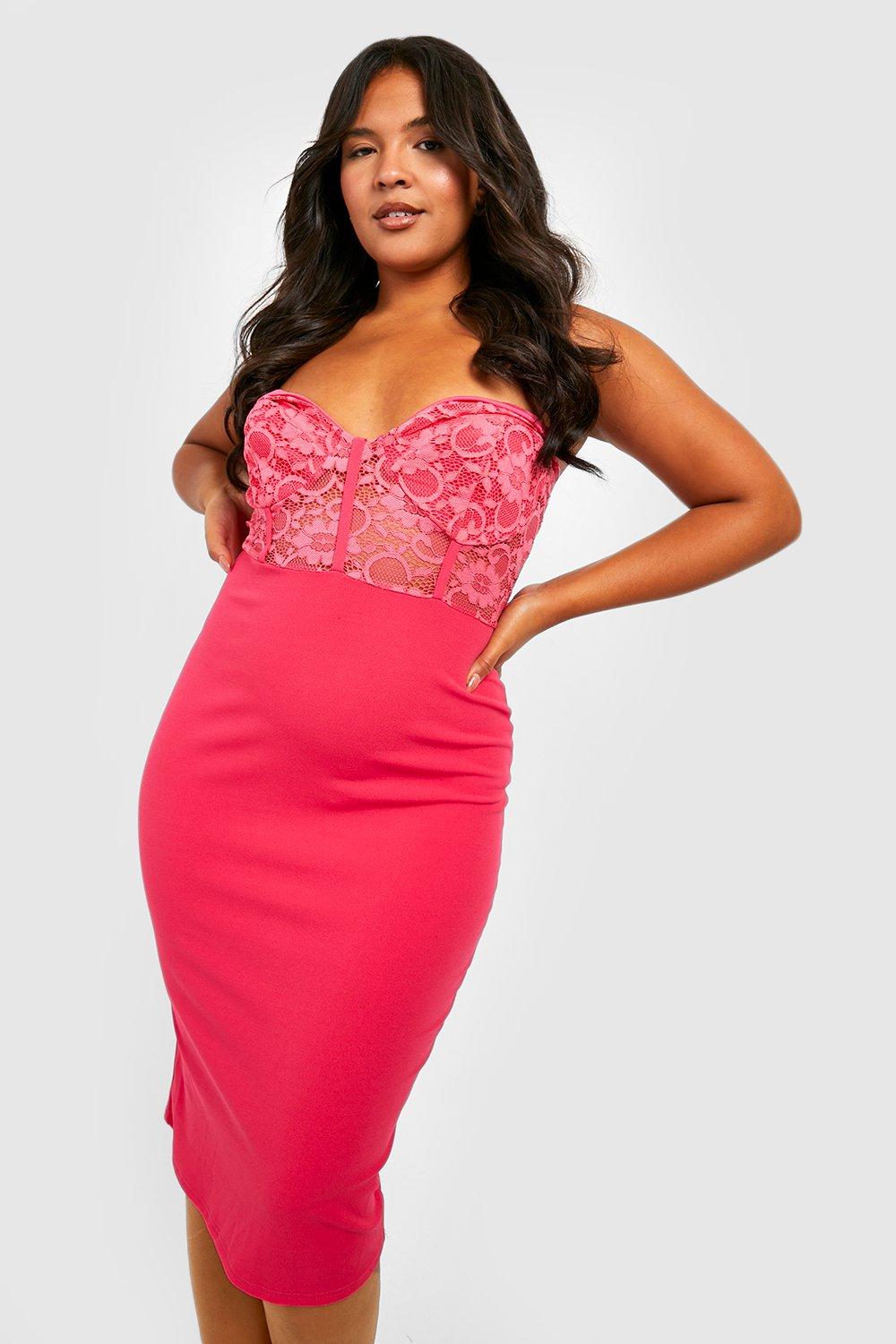 Plus Lace Bandeau Midi Dress boohoo